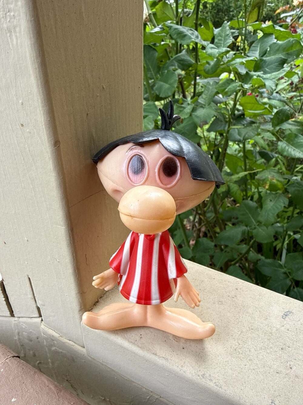 Vintage Patoruzito Big Head Plastic Figure - Red and White Striped Shirt. Bare b